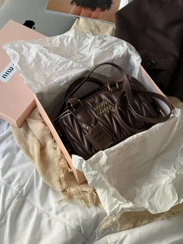 Miu Miu Arcadie Matelassé Nappa Leather Bag Brown [оригінальна коробка]