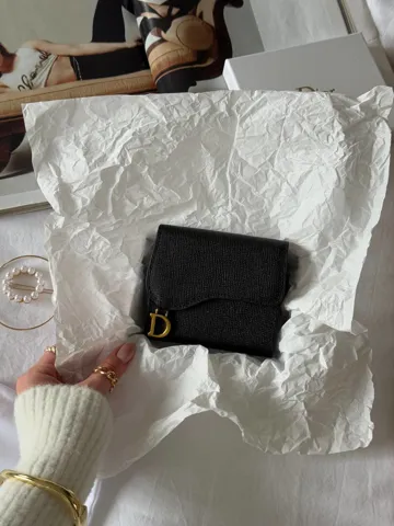 Christian Dior Saddle Lotus Wallet Black/Gold