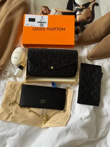 Louis Vuitton Félicie Pochette Bag Monogram Empreinte Leather Black