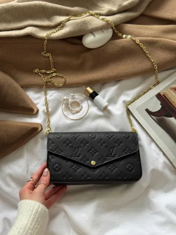 Louis Vuitton Félicie Pochette Bag Monogram Empreinte Leather Black