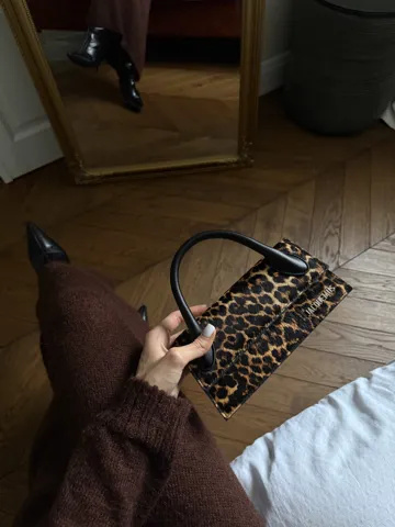 Jacquemus Le Chiquito Long Leopard Calf Hair Top-Handle Bag