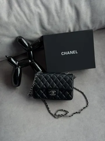 Chanel Classic 1.55 Small Single Flap in Black/Silver